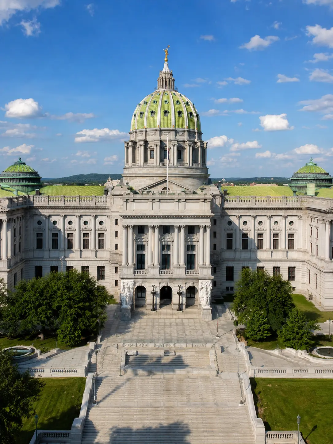Pennsylvania State Capitol in Harrisburg, green tiled dome